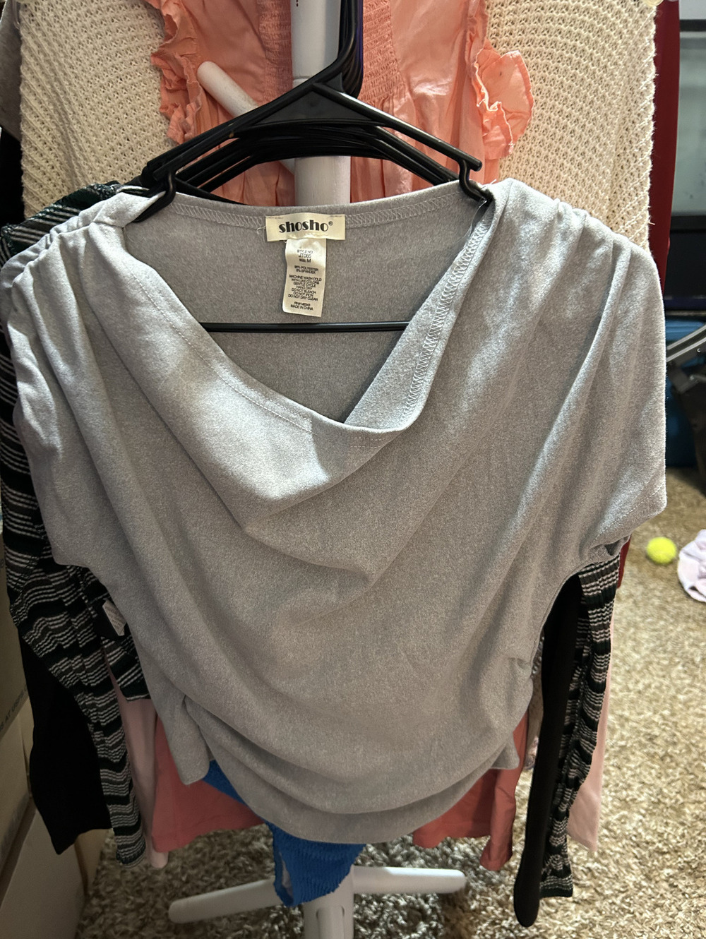 shosho Women's Medium Light Gray Polyester Spandex Top